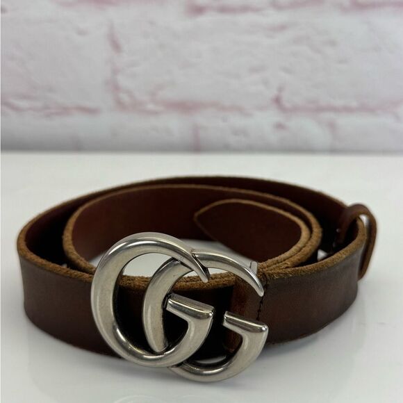 Authentic Gucci Distressed Raw Edge Brown Leather Belt 414516 75/30 main image 6